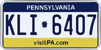 PA license plate KLI6407