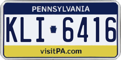 PA license plate KLI6416