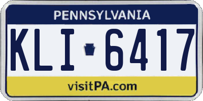 PA license plate KLI6417