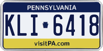 PA license plate KLI6418