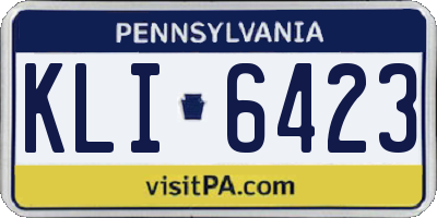 PA license plate KLI6423