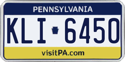 PA license plate KLI6450