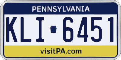 PA license plate KLI6451