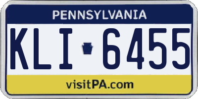 PA license plate KLI6455
