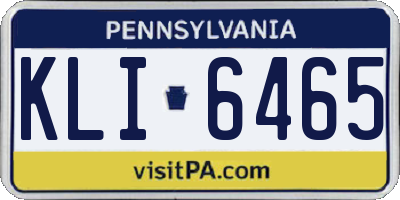 PA license plate KLI6465