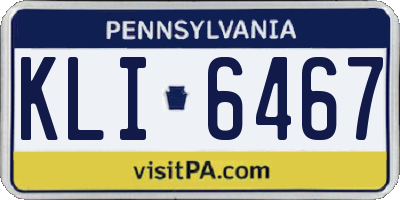 PA license plate KLI6467