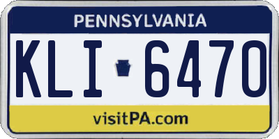 PA license plate KLI6470
