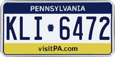 PA license plate KLI6472