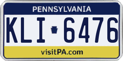 PA license plate KLI6476