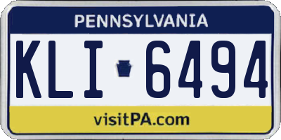 PA license plate KLI6494