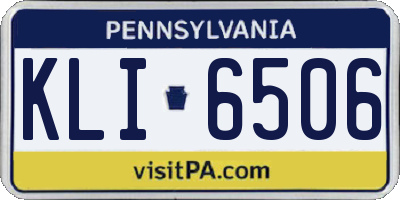 PA license plate KLI6506