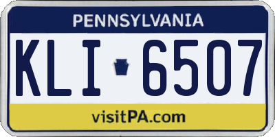 PA license plate KLI6507