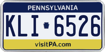 PA license plate KLI6526