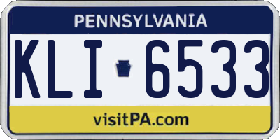 PA license plate KLI6533