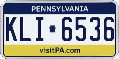 PA license plate KLI6536