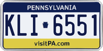 PA license plate KLI6551