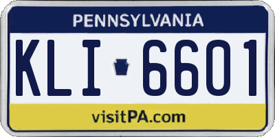 PA license plate KLI6601