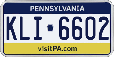 PA license plate KLI6602