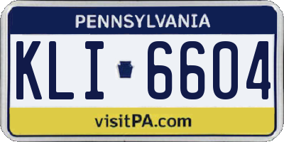 PA license plate KLI6604