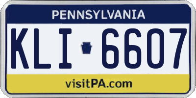PA license plate KLI6607