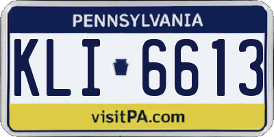 PA license plate KLI6613