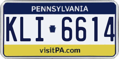 PA license plate KLI6614