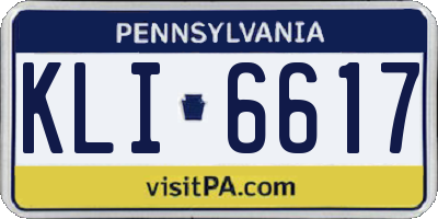 PA license plate KLI6617