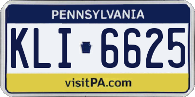 PA license plate KLI6625