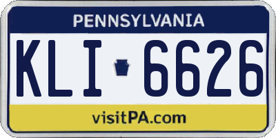 PA license plate KLI6626
