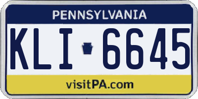 PA license plate KLI6645