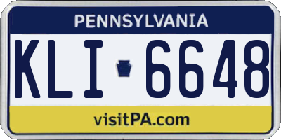PA license plate KLI6648