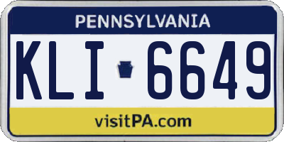 PA license plate KLI6649