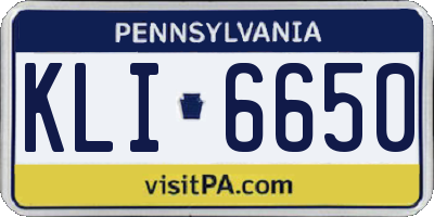 PA license plate KLI6650