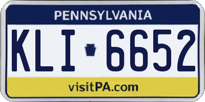 PA license plate KLI6652