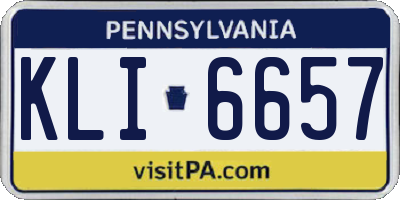 PA license plate KLI6657