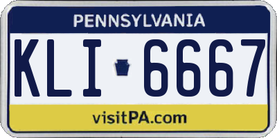 PA license plate KLI6667