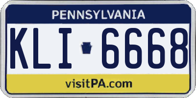 PA license plate KLI6668