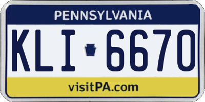 PA license plate KLI6670