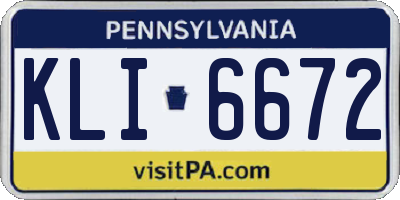 PA license plate KLI6672