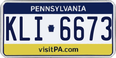 PA license plate KLI6673
