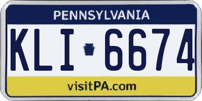 PA license plate KLI6674