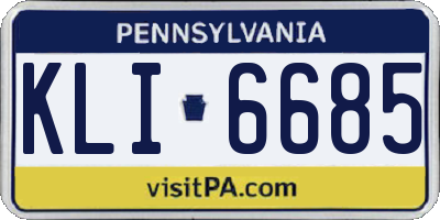 PA license plate KLI6685