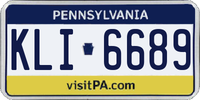 PA license plate KLI6689
