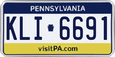 PA license plate KLI6691