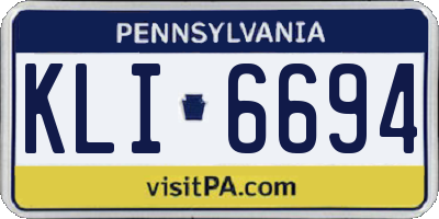 PA license plate KLI6694