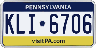 PA license plate KLI6706