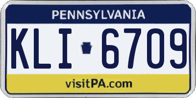 PA license plate KLI6709