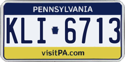 PA license plate KLI6713