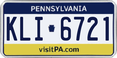 PA license plate KLI6721