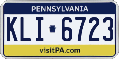 PA license plate KLI6723